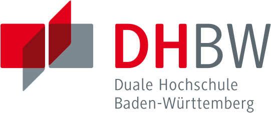 Logo of DHBW (Duale Hochschule Baden-Württemberg), featuring a stylized graphic with red and grey shapes alongside the text "DHBW" and "Duale Hochschule Baden-Württemberg."